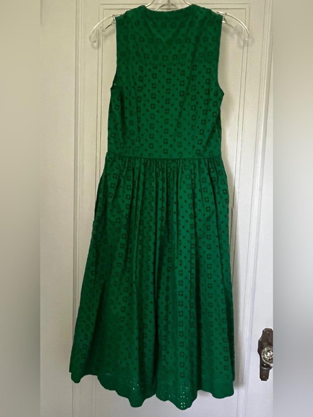 J. Crew Green Sleeveless Eyelet Maxi Dress